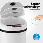 Sensor Bin Motion Rubbish Bins Kitchen Automatic White 9L