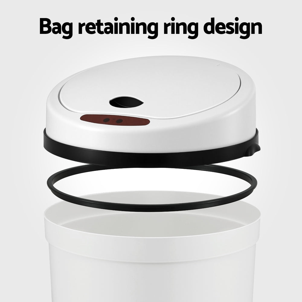 Sensor Bin Motion Rubbish Bins Kitchen Automatic White 9L