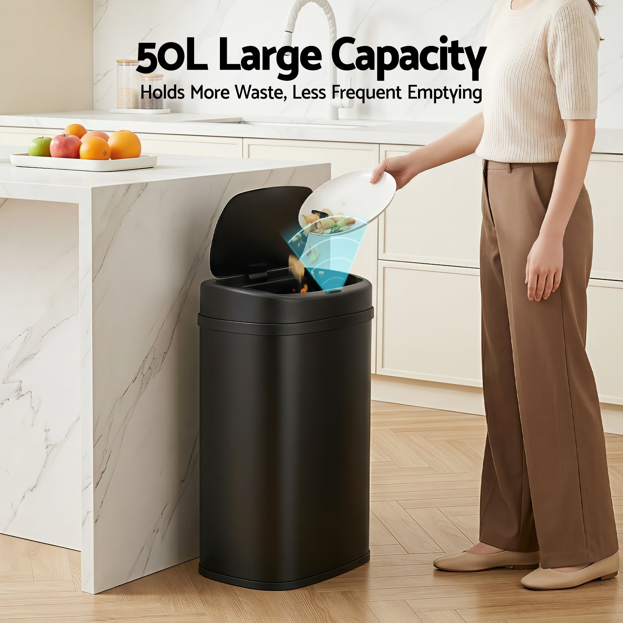 50L Sensor Bin Motion Rubbish Automatic Black