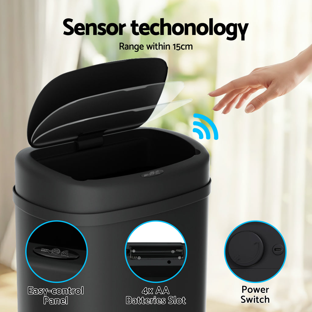 50L Sensor Bin Motion Rubbish Automatic Black