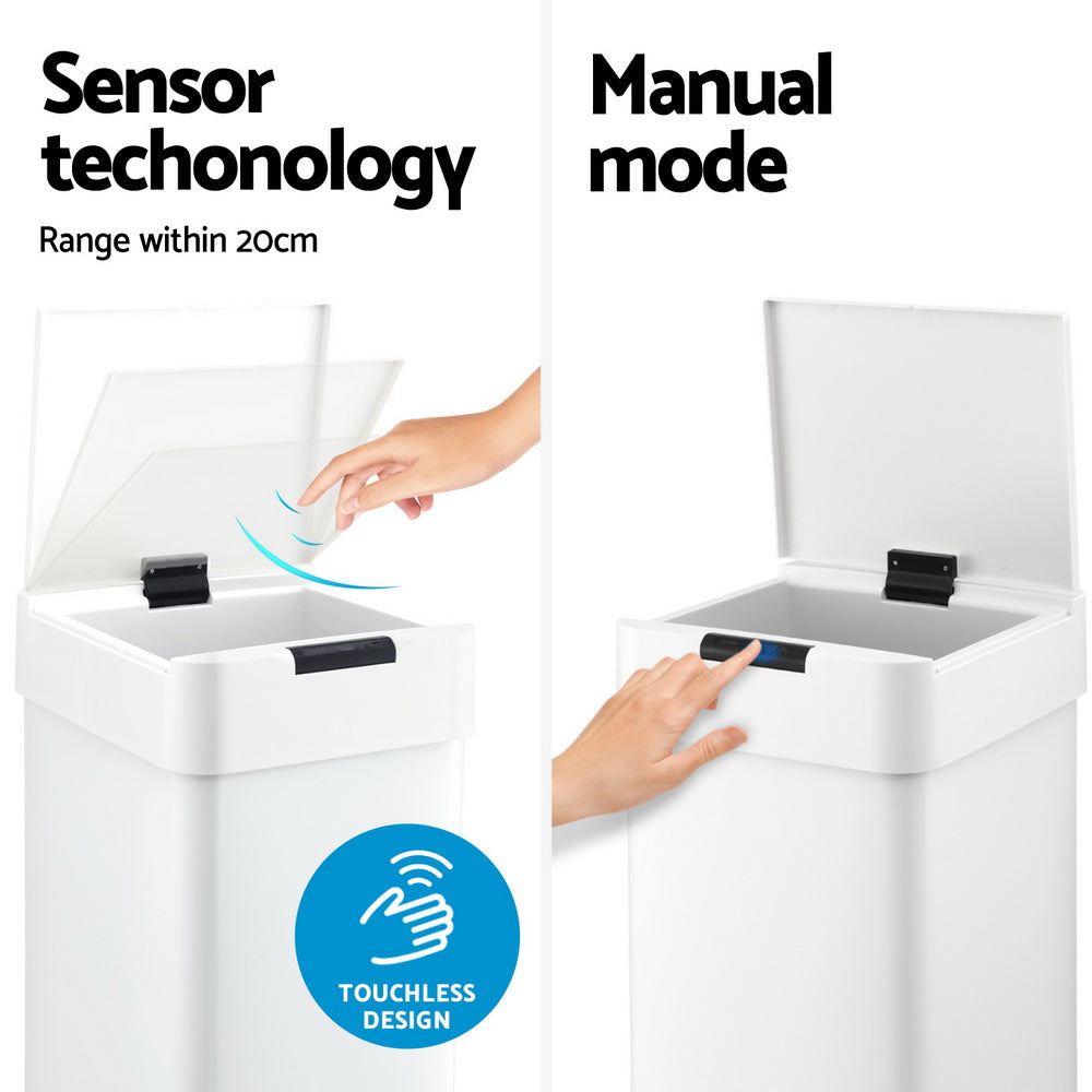 50L Sensor Bin Motion Rubbish Bin White