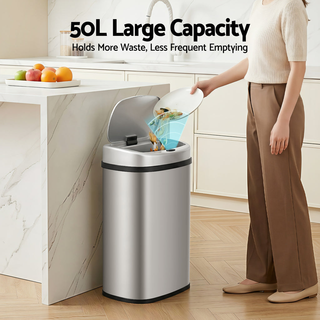 50L Sensor Bin Motion Rubbish Automatic Silver
