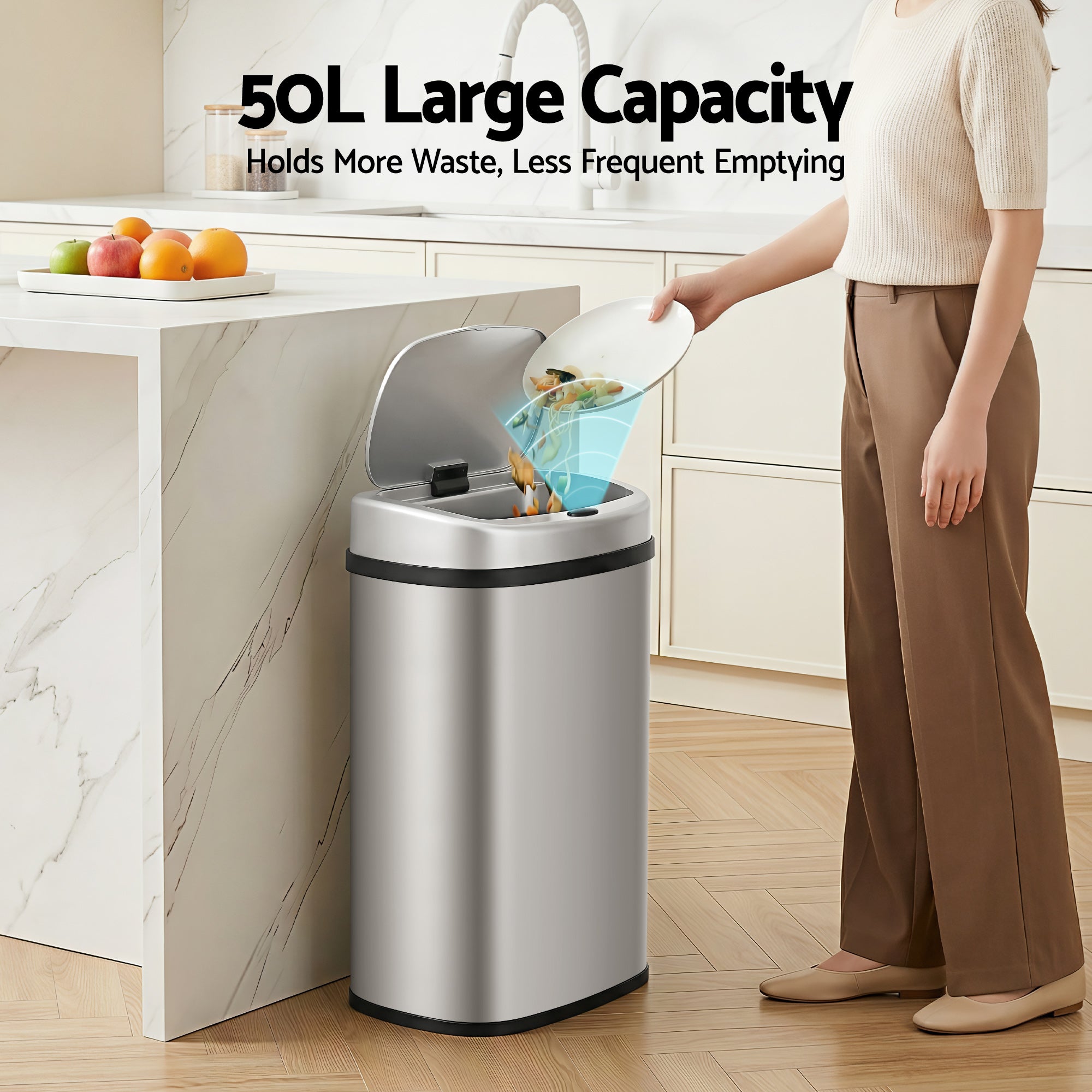 50L Sensor Bin Motion Rubbish Automatic Silver