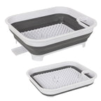 Collapsible Dish Rack with Utensil Section Space-Saving Drying Rack for Compact Kitchens & Camping