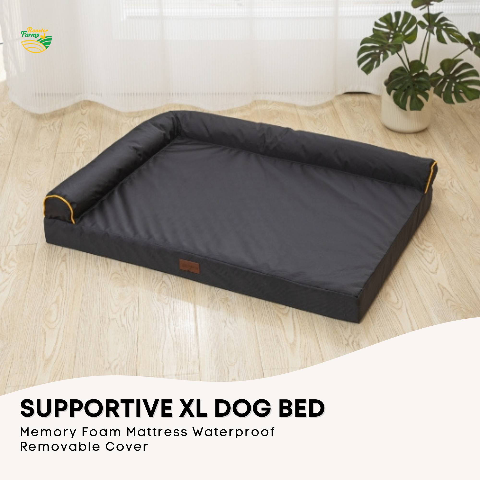 Supportive Dog Bed XL Grey - Egg Crate Foam Waterproof Mattress