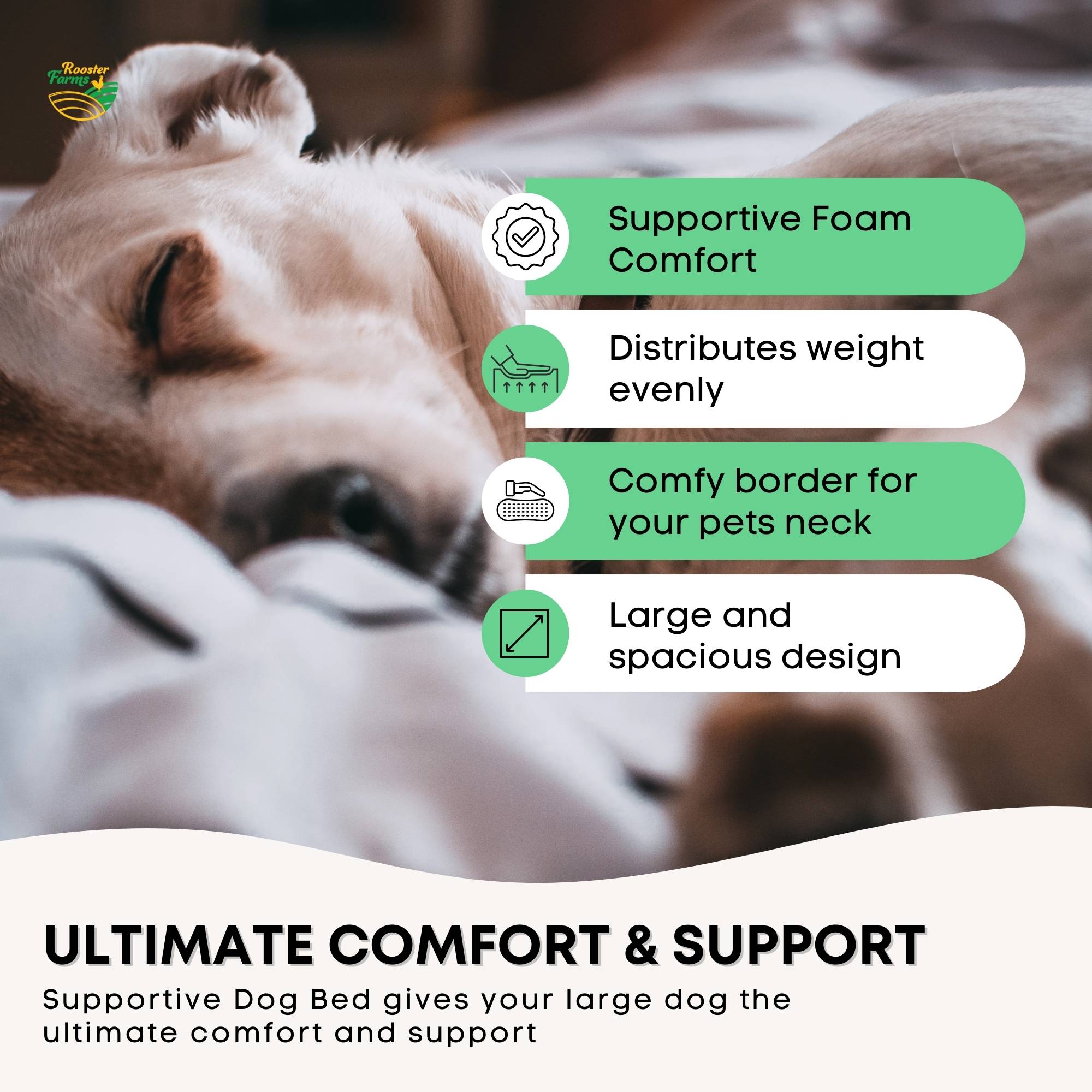 Supportive Dog Bed XL Grey - Egg Crate Foam Waterproof Mattress