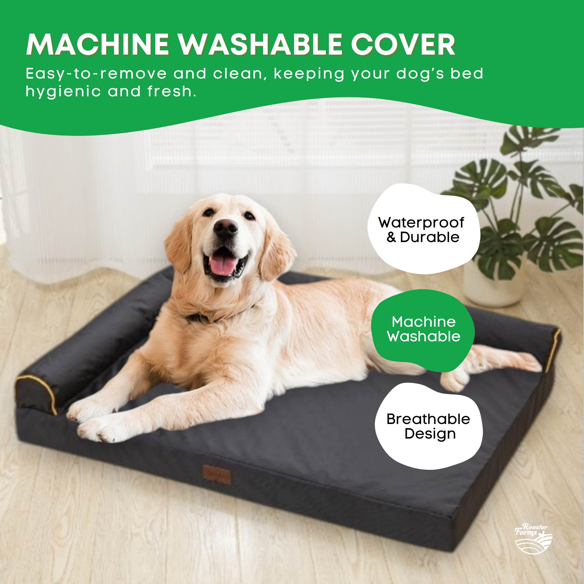 Supportive Dog Bed XL Grey - Egg Crate Foam Waterproof Mattress