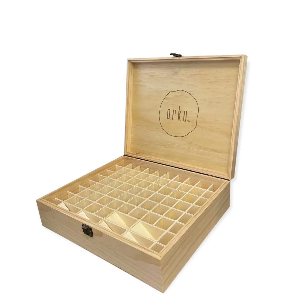 Orku 74 Essential Oil Bottle Storage Box Wooden Organiser Aromatherapy Case