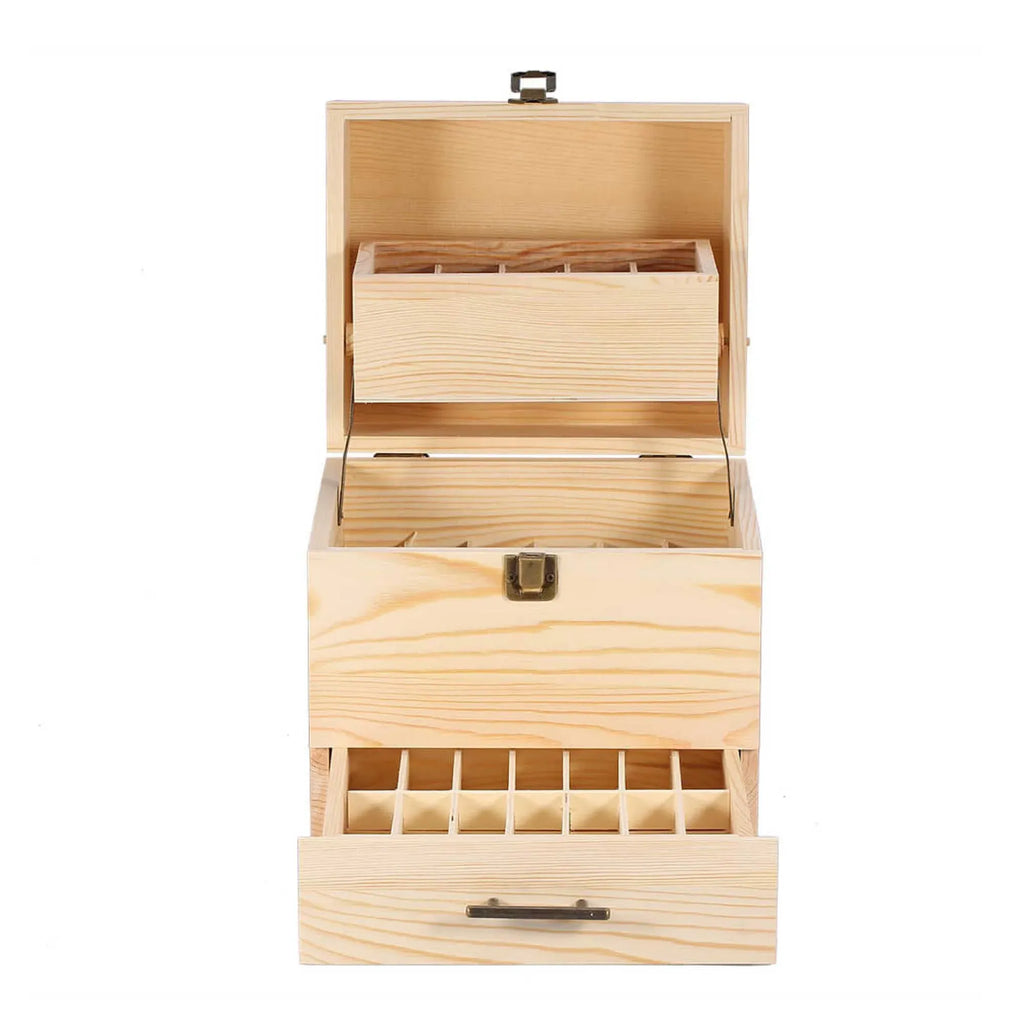 Orku 59 Essential Oil Bottle Storage Box - Wooden 3 Tier Aromatherapy Organiser