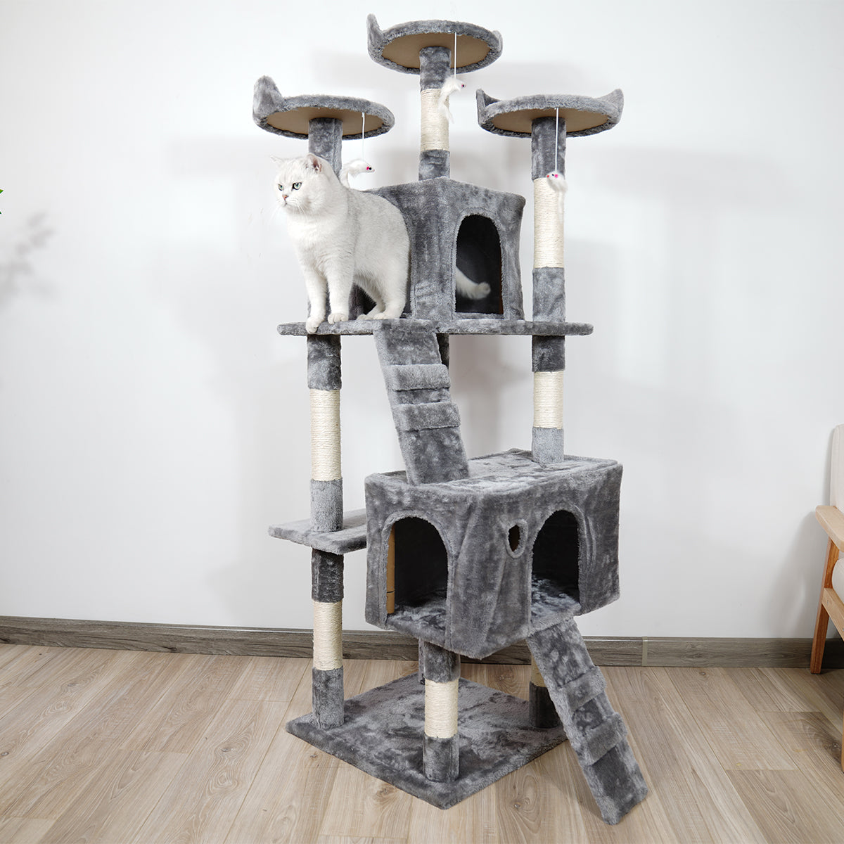 170cm Cat Tree Scratching Post - Silver Grey