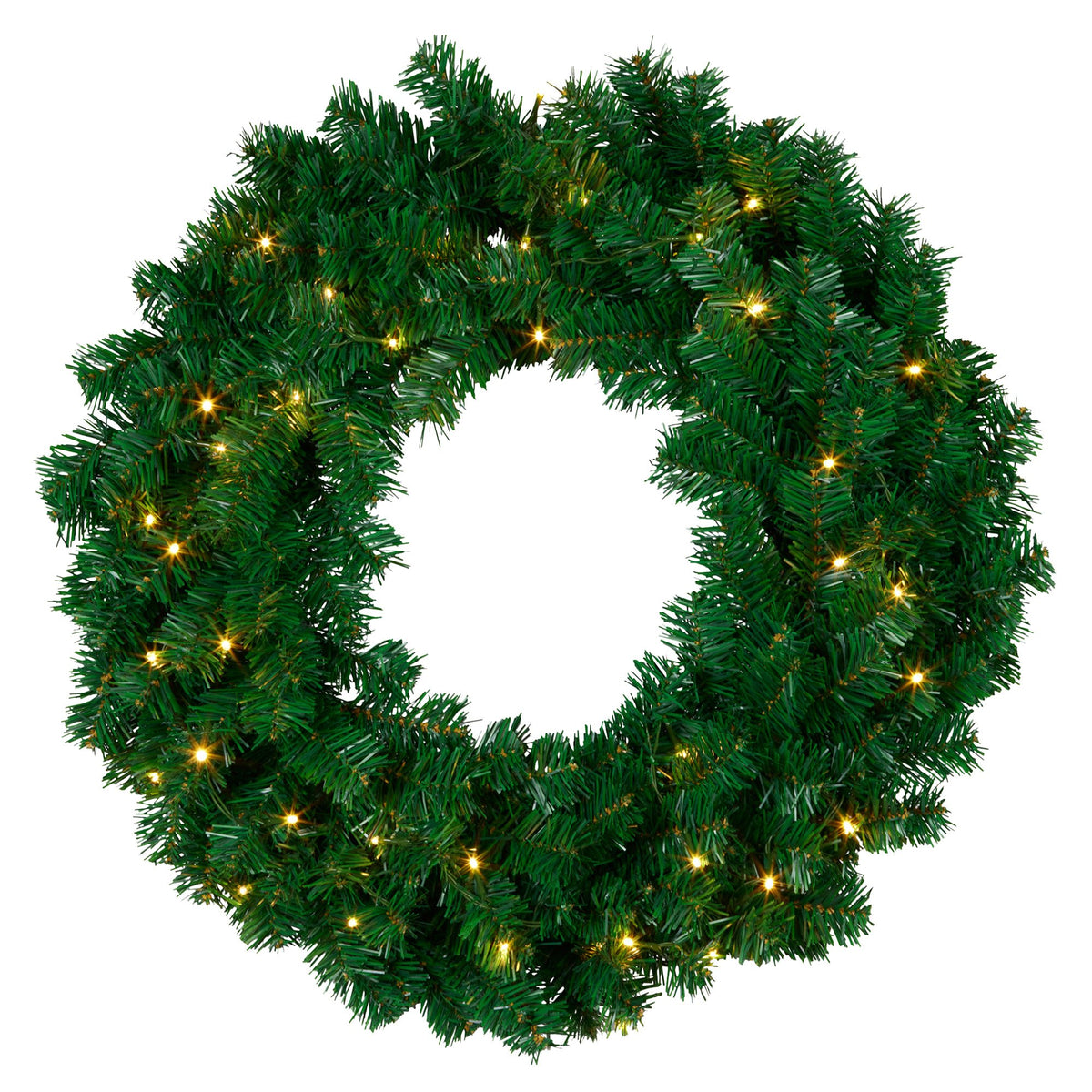 61cm green pre-lit Christmas wreath with warm white LED lights