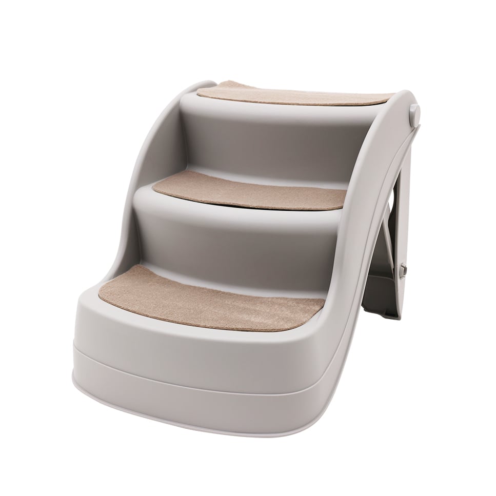 Furtastic Foldable Pet Stairs In Grey - 38cm Dog Ladder