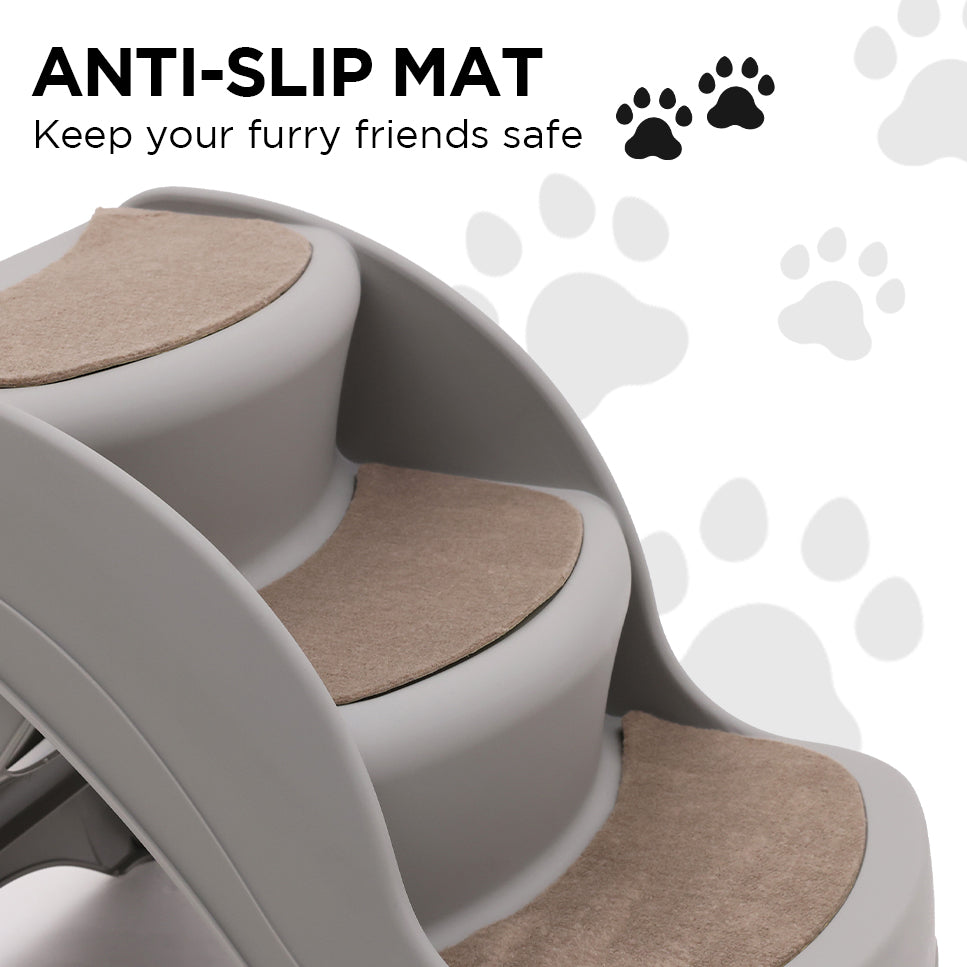 Furtastic Foldable Pet Stairs In Grey - 38cm Dog Ladder