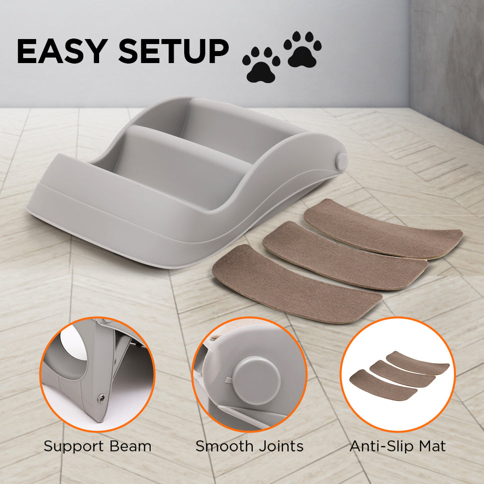 Furtastic Foldable Pet Stairs In Grey - 38cm Dog Ladder