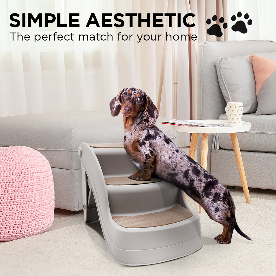Furtastic Foldable Pet Stairs In Grey - 38cm Dog Ladder