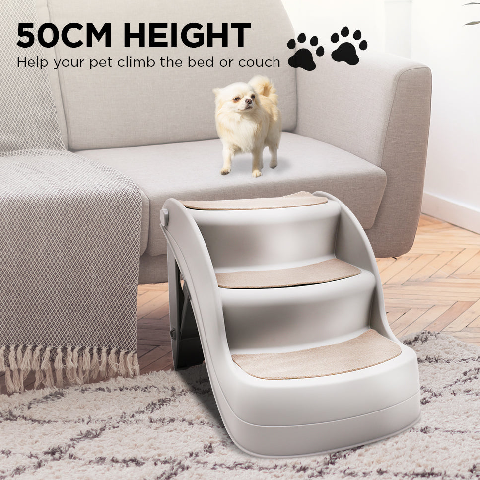 Furtastic Foldable Pet Stairs In Grey - 38cm Dog Ladder