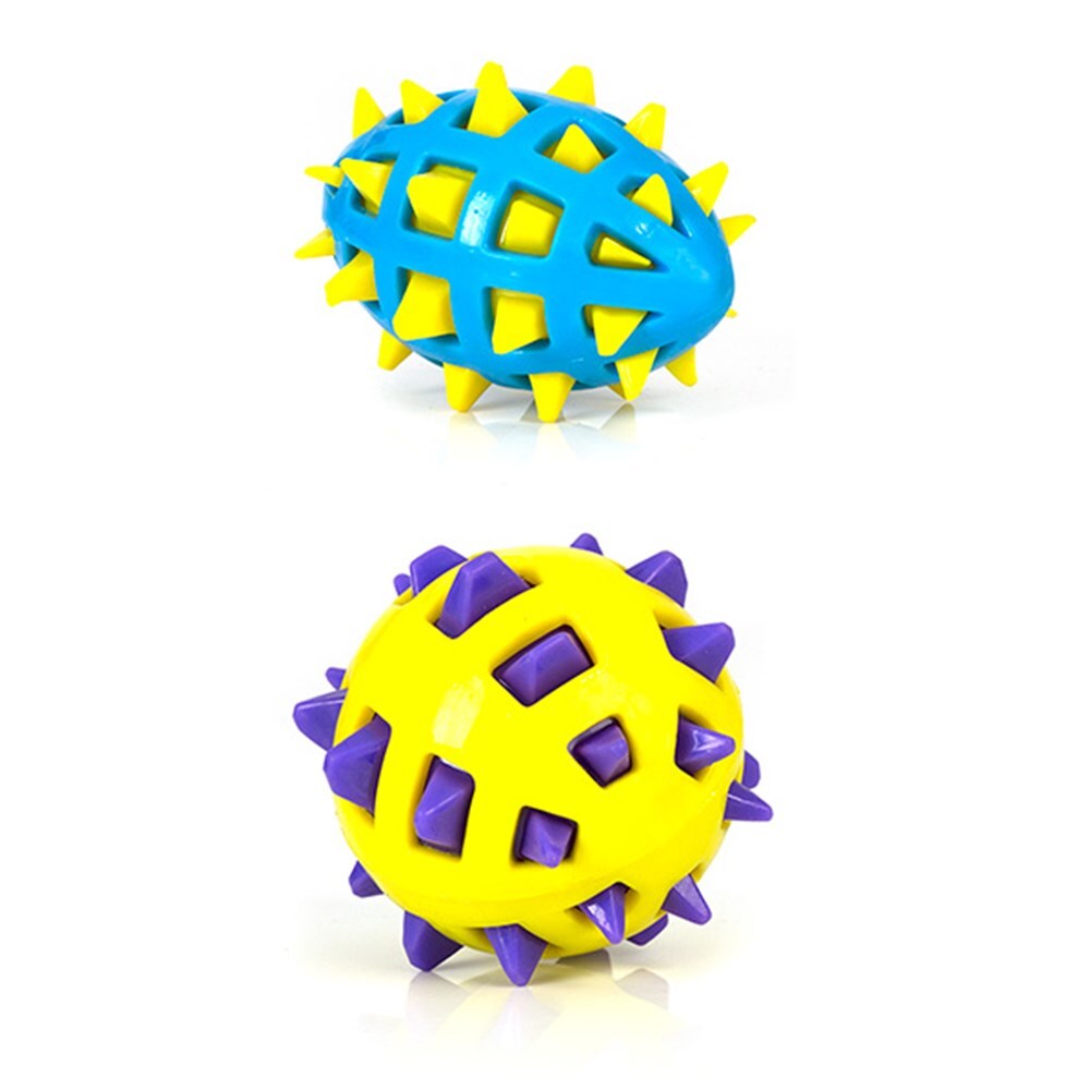 2 x Large Rubber Spike Football Chew Toy