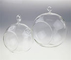 4 x Hanging Clear Glass Ball Tealight Candle Holder  - 10cm Diameter / High