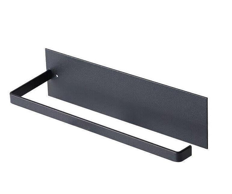 Self-Adhesive Paper Towel Holder Rack for Kitchen Rolls and Wrap Storage - Black x 1 unit