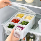 Convenient Crisper Box with Lid Storage Compartment Organizer for Vegetables