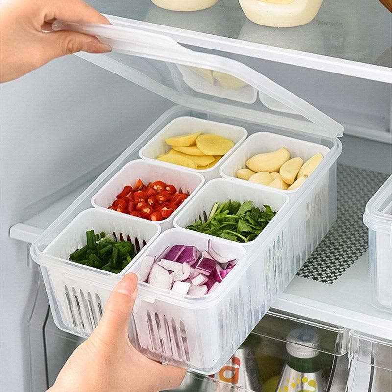 Convenient Crisper Box with Lid Storage Compartment Organizer for Vegetables