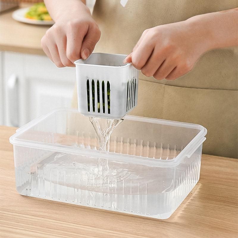 Convenient Crisper Box with Lid Storage Compartment Organizer for Vegetables