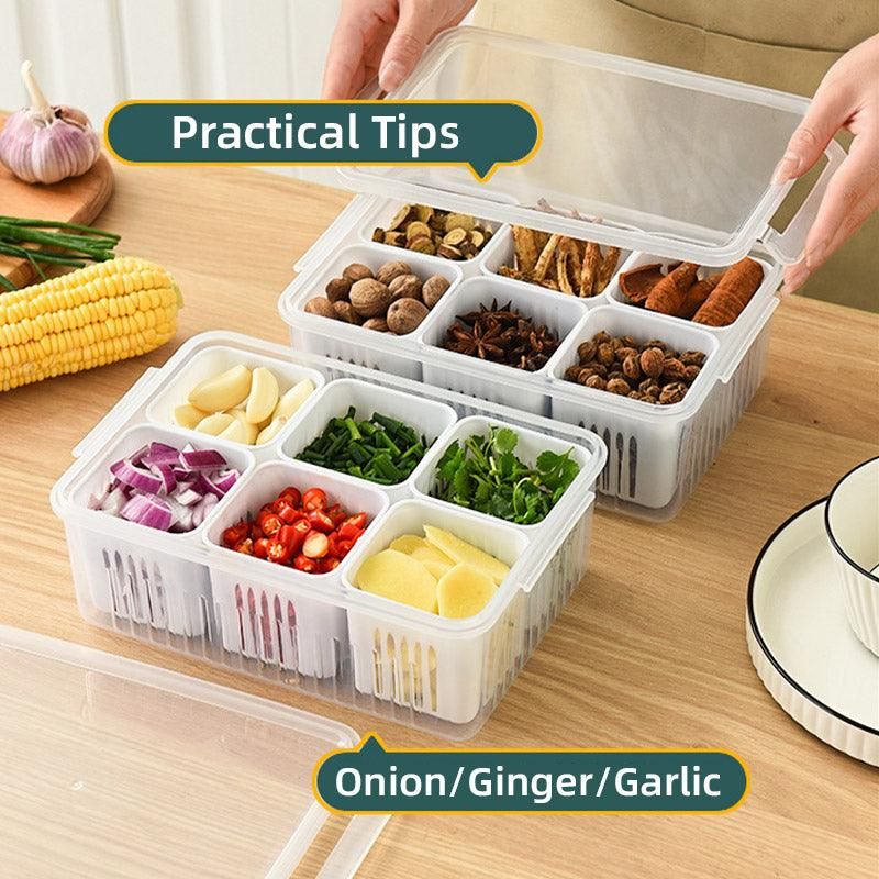 Convenient Crisper Box with Lid Storage Compartment Organizer for Vegetables