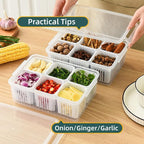 Convenient Crisper Box with Lid Storage Compartment Organizer for Vegetables