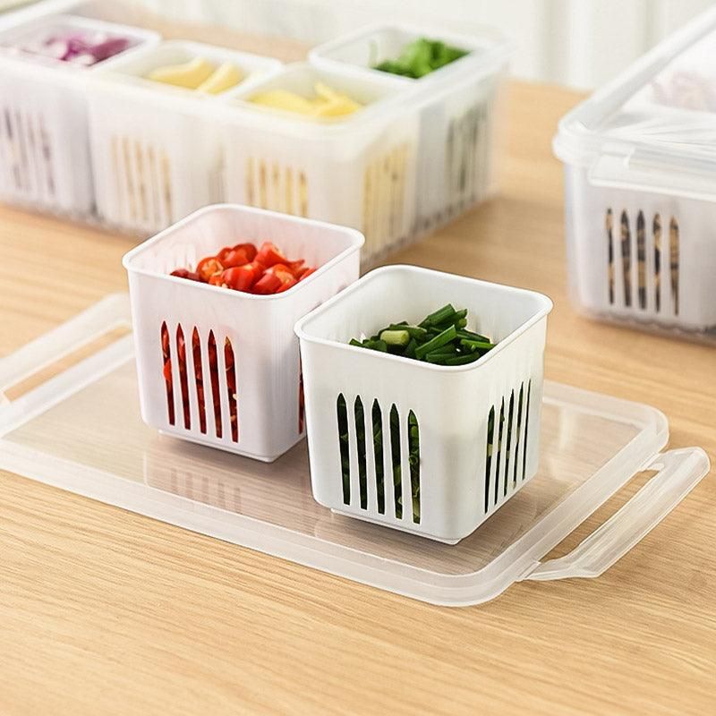 Convenient Crisper Box with Lid Storage Compartment Organizer for Vegetables