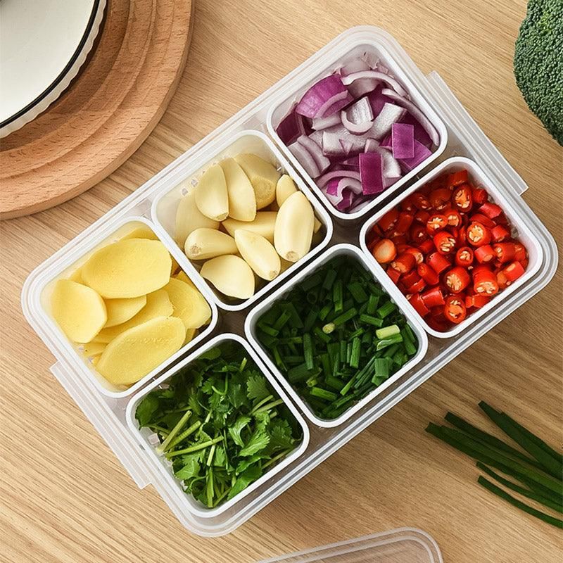 Convenient Crisper Box with Lid Storage Compartment Organizer for Vegetables