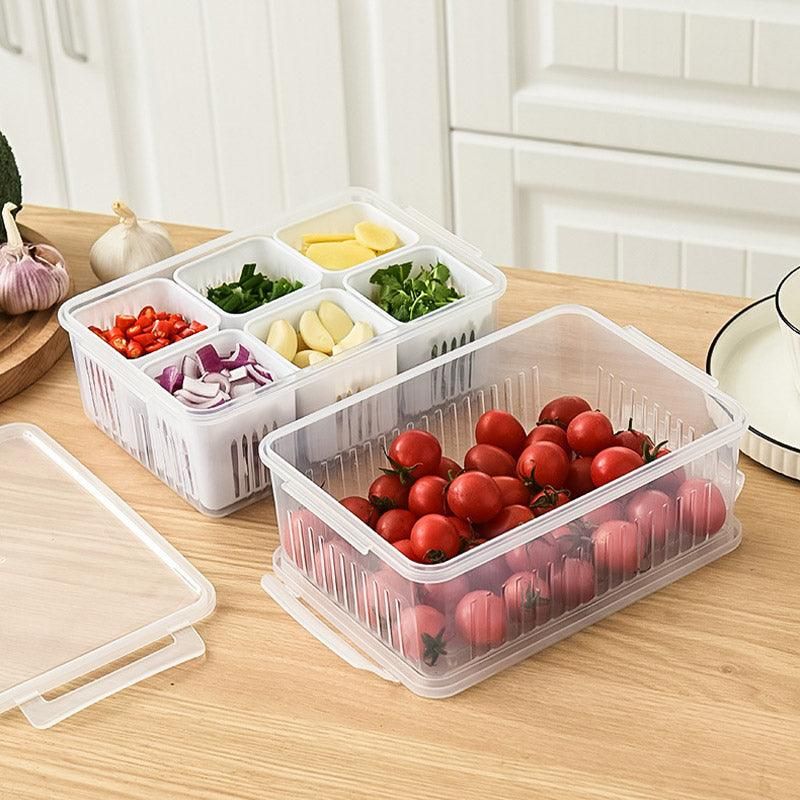 Convenient Crisper Box with Lid Storage Compartment Organizer for Vegetables