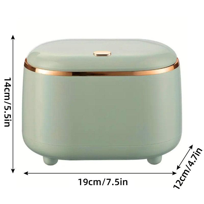 Small Desktop Trash Can Oval Pop Up Lid Rubbish Bin - Green