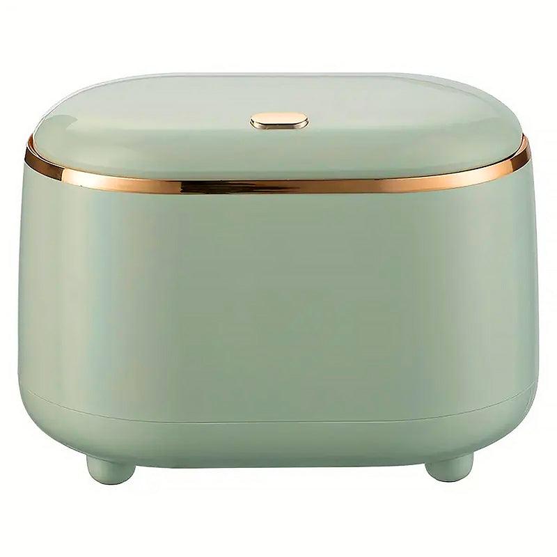 Small Desktop Trash Can Oval Pop Up Lid Rubbish Bin - Green