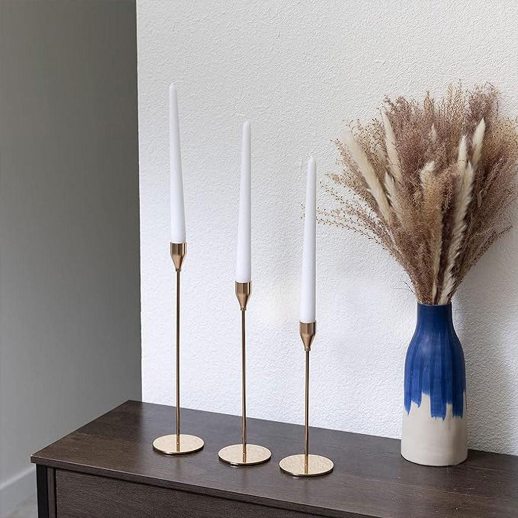 Set of 3 Decorative Candlestick Holder Candle Stand for Wedding / Dinner / Party - Gold