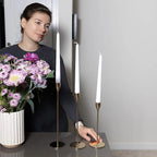 Set of 3 Decorative Candlestick Holder Candle Stand for Wedding / Dinner / Party - Gold
