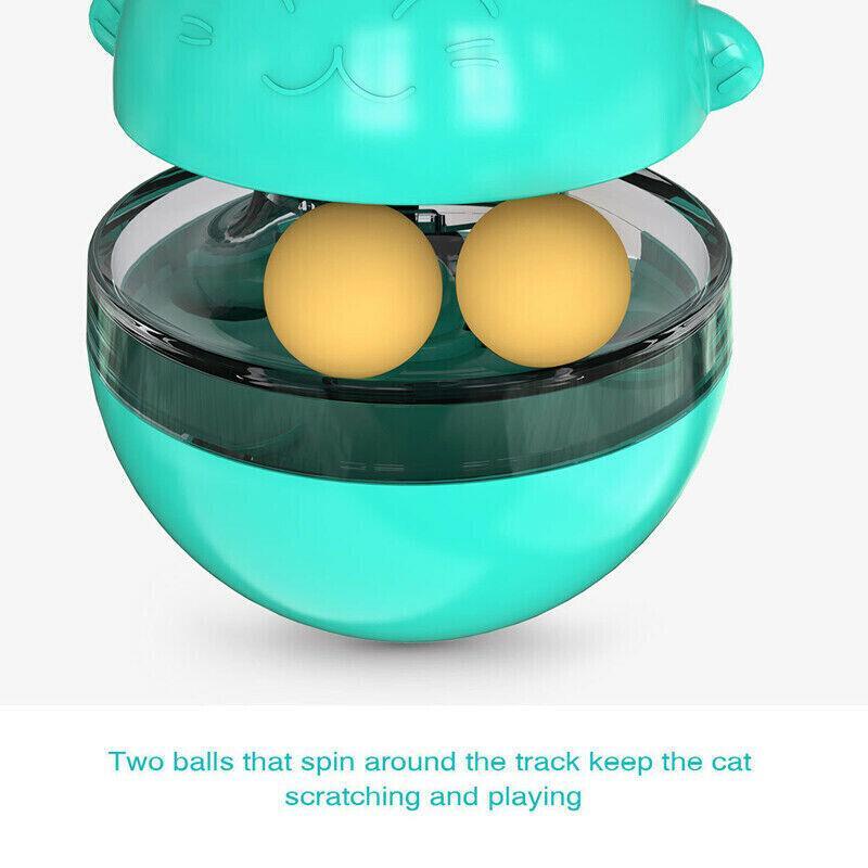 Cat Treat Dispenser Toy Ball Kitten Selfplay Interactive Tumbler Multifunction - Green