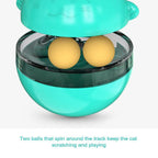 Cat Treat Dispenser Toy Ball Kitten Selfplay Interactive Tumbler Multifunction - Green
