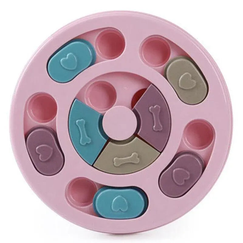 Dog Treat Dispenser Puppy Feeder Puzzle Game Interactive Toy Pet Training Supply - Pink