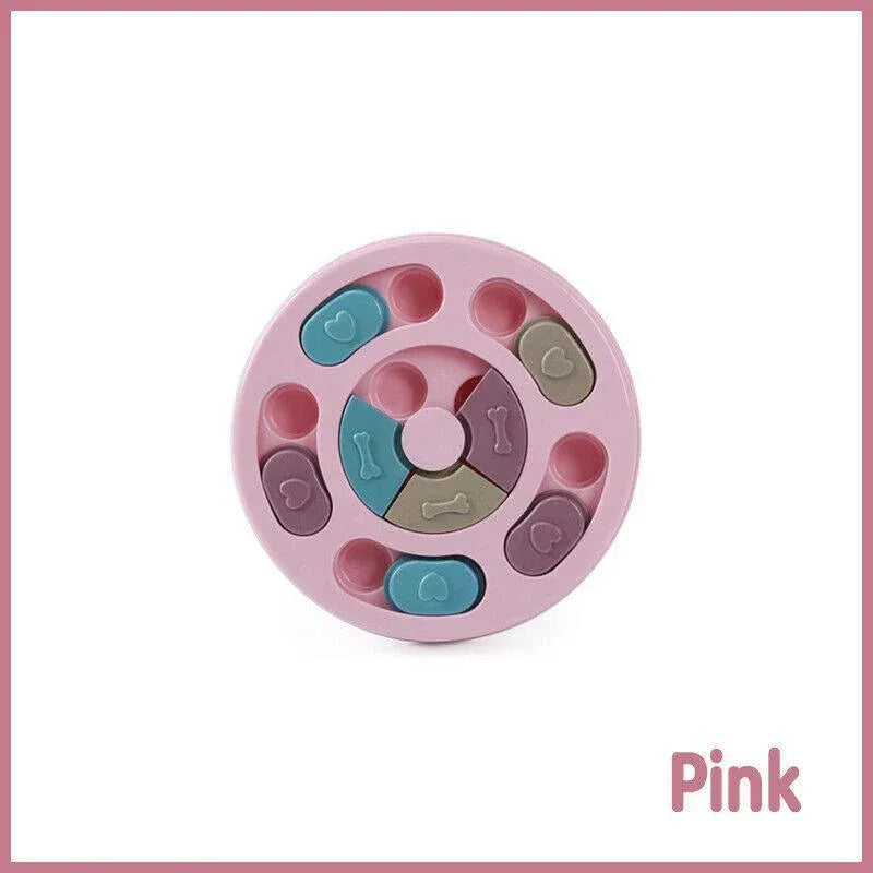 Dog Treat Dispenser Puppy Feeder Puzzle Game Interactive Toy Pet Training Supply - Pink