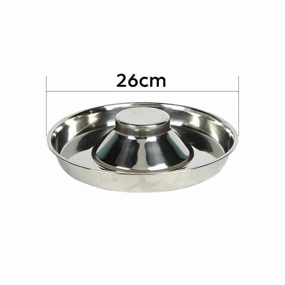 Stainless Steel Pet Bowl Slow Feeder Dish Puppy Dog Cat Food Feeding Weaning Bowl - L