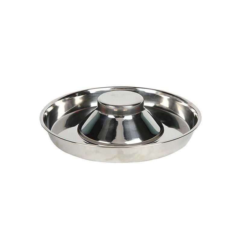 Stainless Steel Pet Bowl Slow Feeder Dish Puppy Dog Cat Food Feeding Weaning Bowl - S