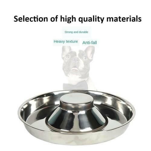 Stainless Steel Pet Bowl Slow Feeder Dish Puppy Dog Cat Food Feeding Weaning Bowl - S