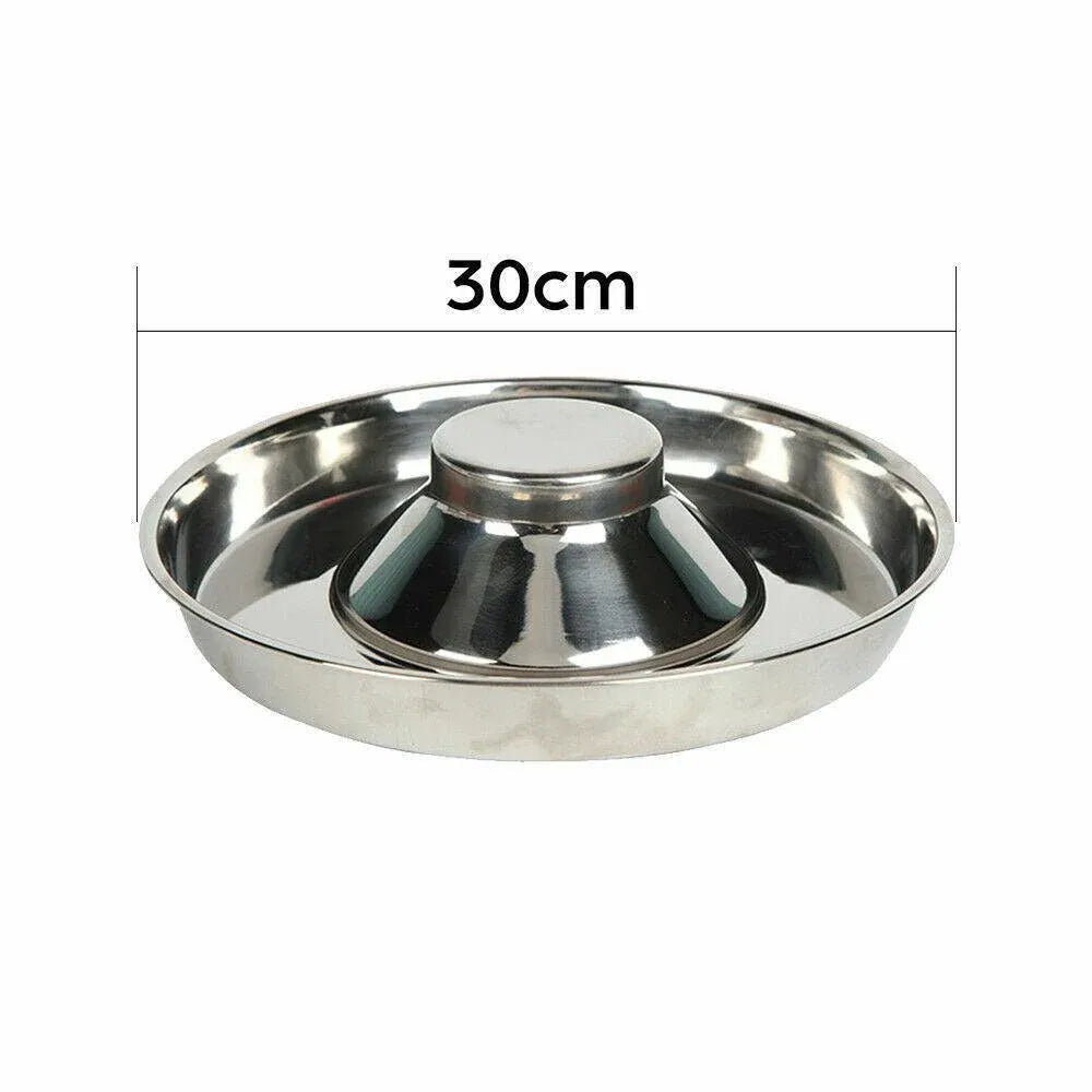Stainless Steel Pet Bowl Slow Feeder Dish Puppy Dog Cat Food Feeding Weaning Bowl - S