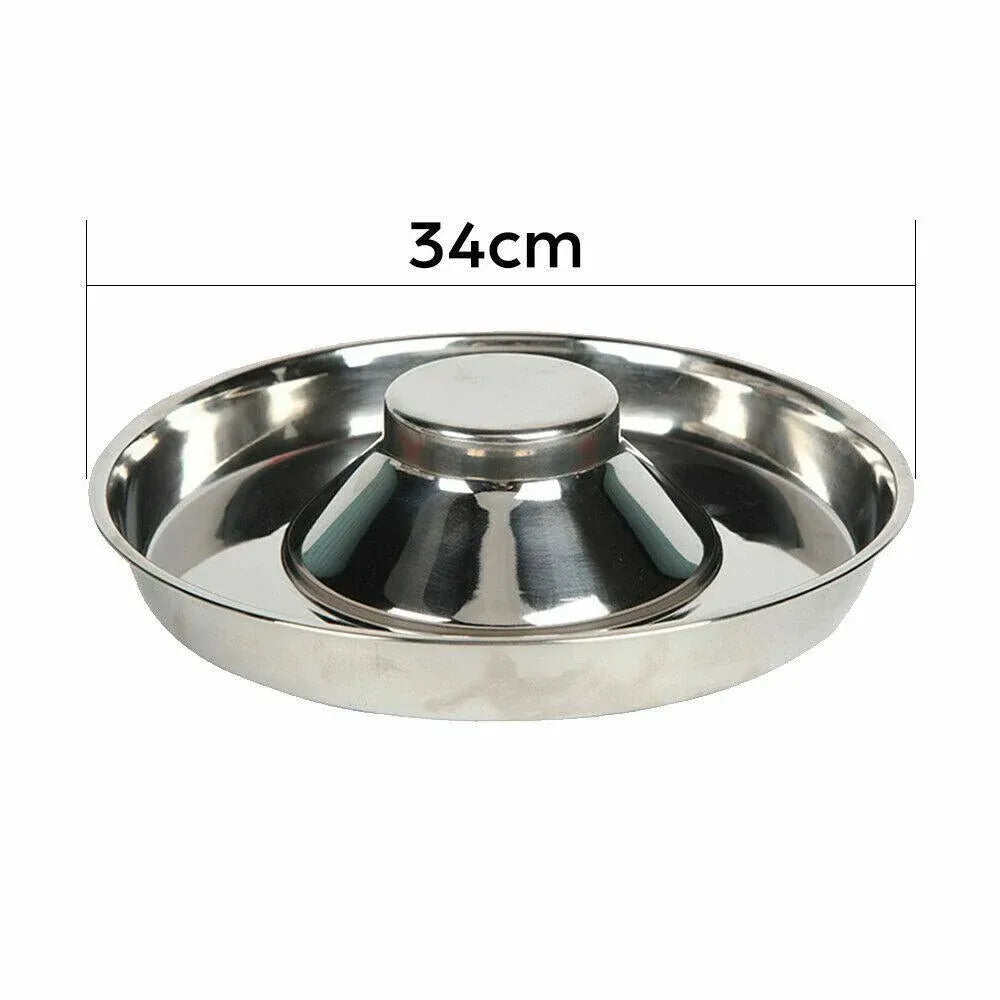 Stainless Steel Pet Bowl Slow Feeder Dish Puppy Dog Cat Food Feeding Weaning Bowl - S