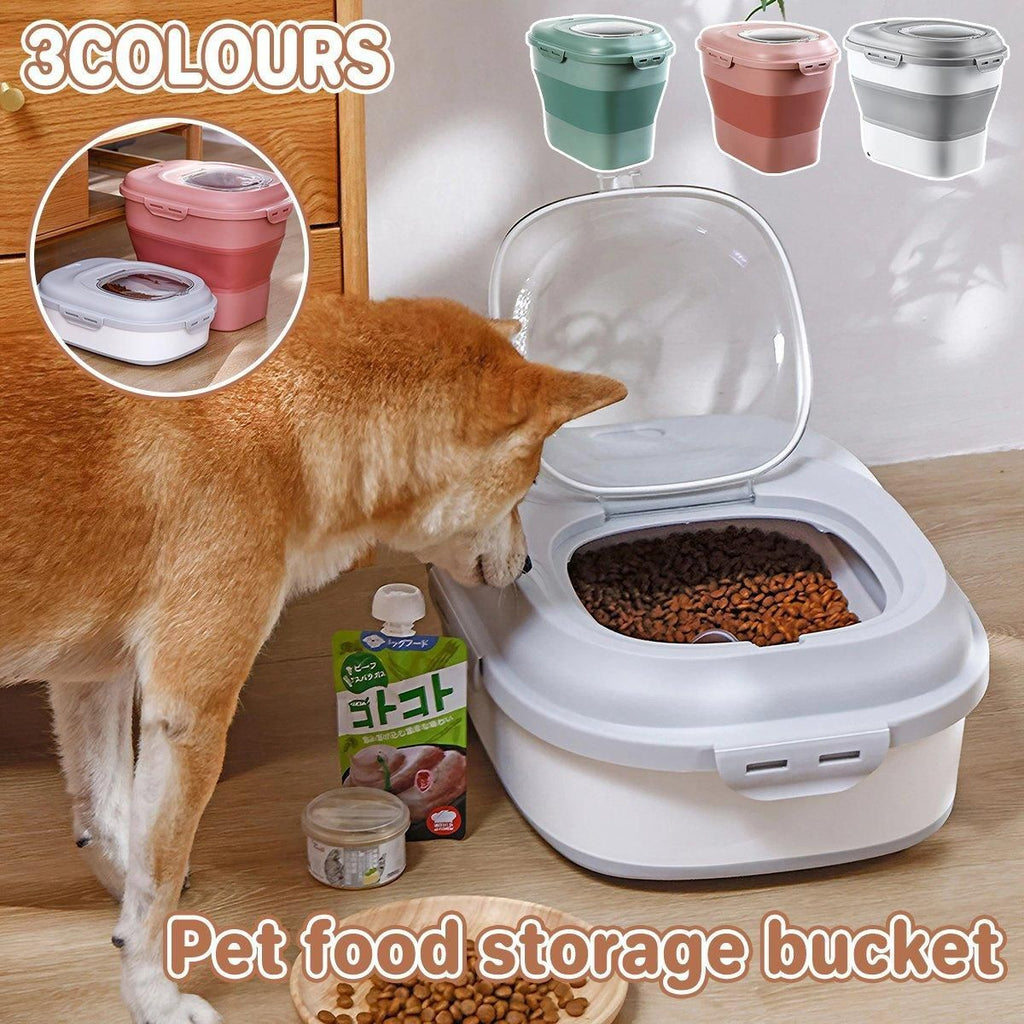 Large Capacity Pet Food Storage Box Foldable Design with Seal Lid - Pink