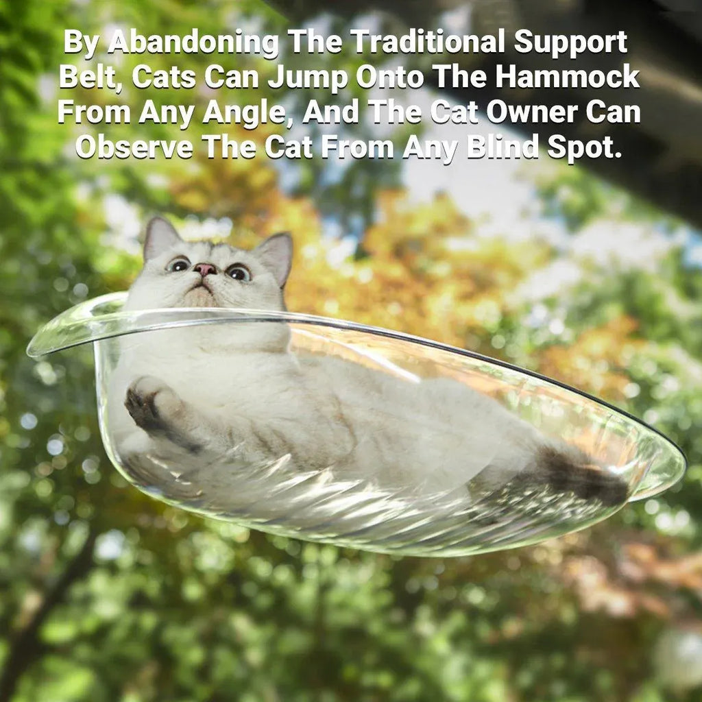 Cat Hammock Bed Glass Hanging Basket Clear Pet Nest Elevated Sleeping Bed - White