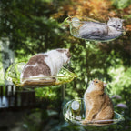 Cat Hammock Bed Glass Hanging Basket Clear Pet Nest Elevated Sleeping Bed - White