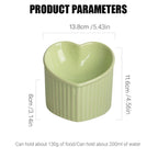Love Shape Slanted Cat Bowl Ceramic Pet Bowl for Cats Food Water Feeding Dish - Green