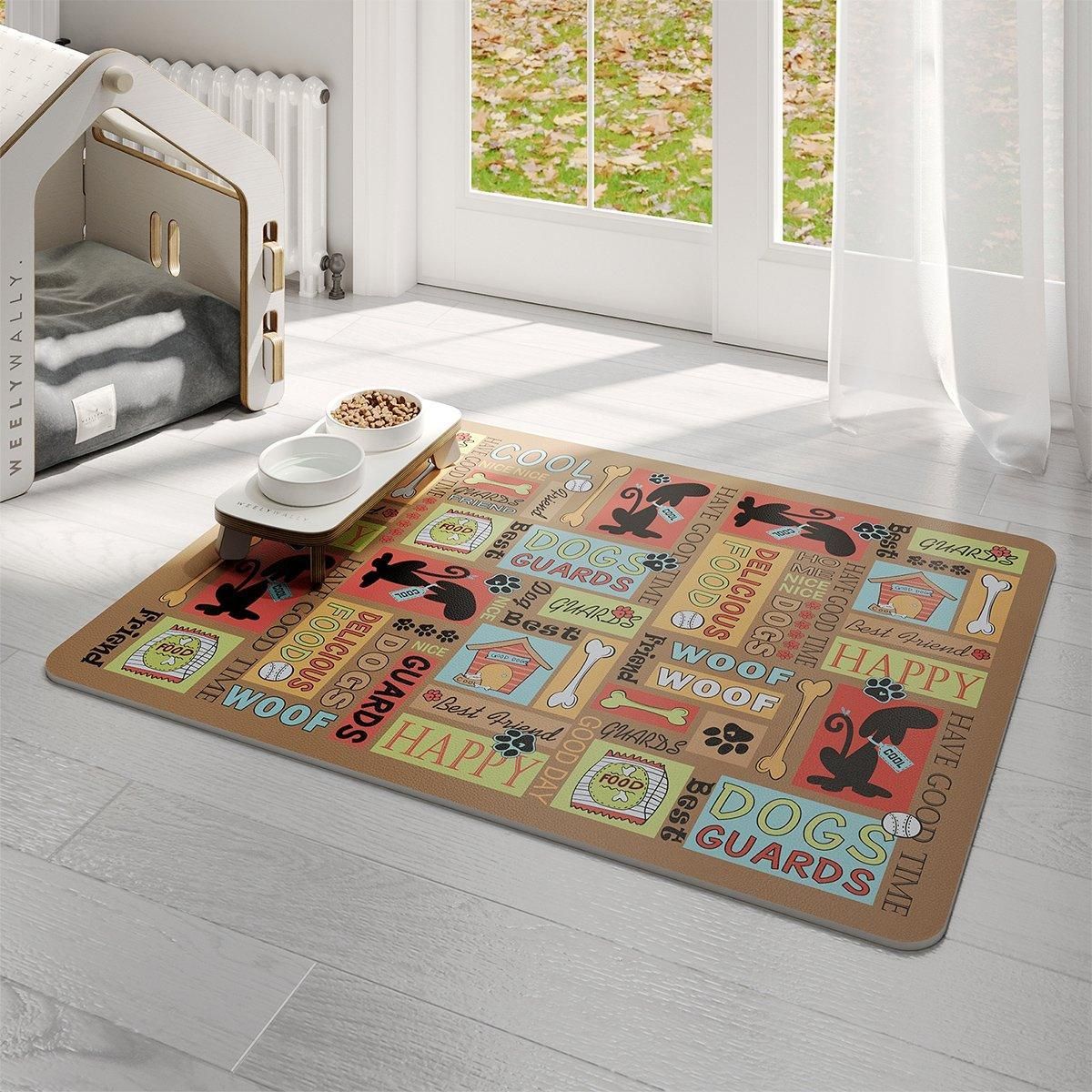 Waterproof Pet Floor Mat Carpet For Dog Cage Feeding Area Anti Slip Washable - Dog-Brown