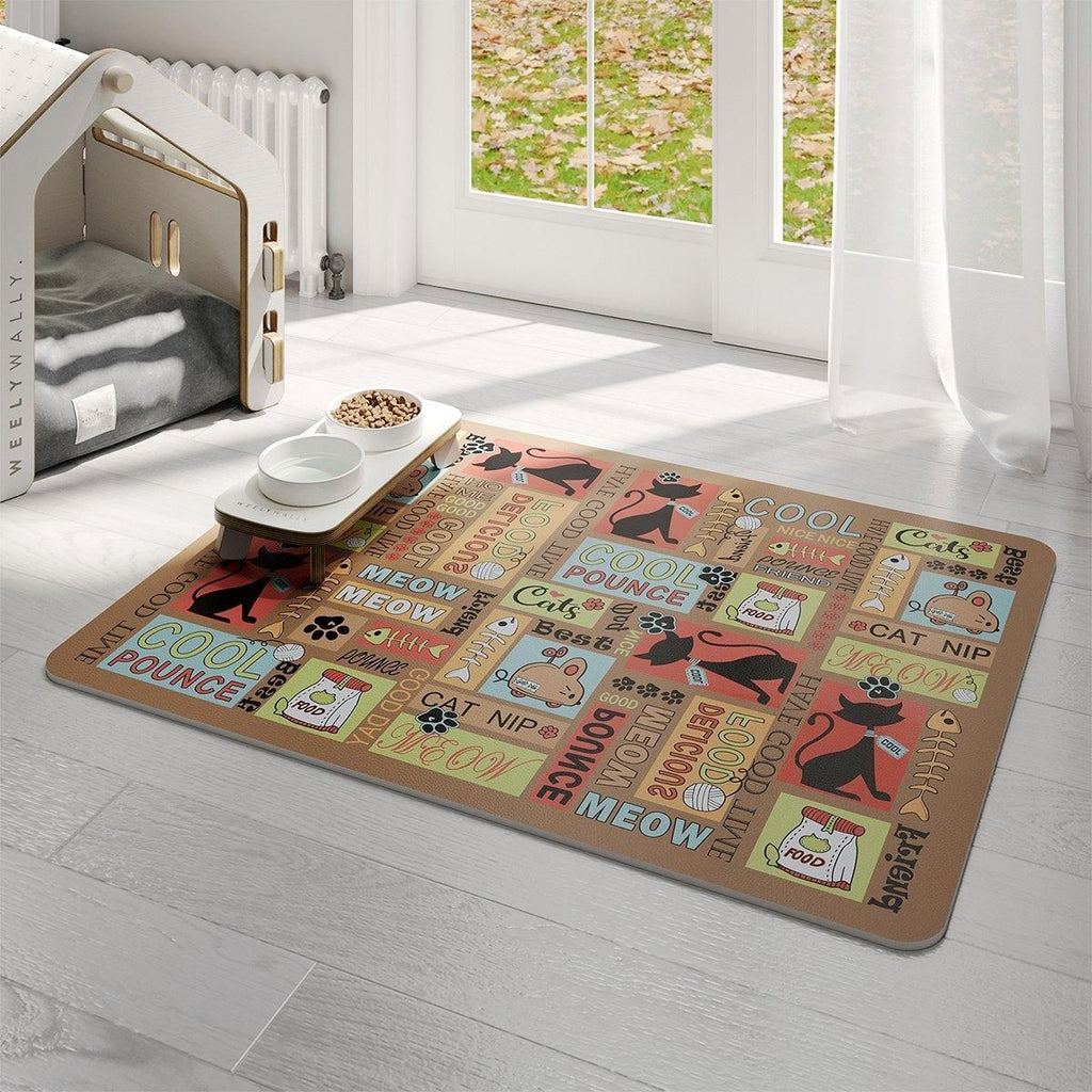 Waterproof Pet Floor Mat Carpet For Dog Cage Feeding Area Anti Slip Washable - Dog-Brown